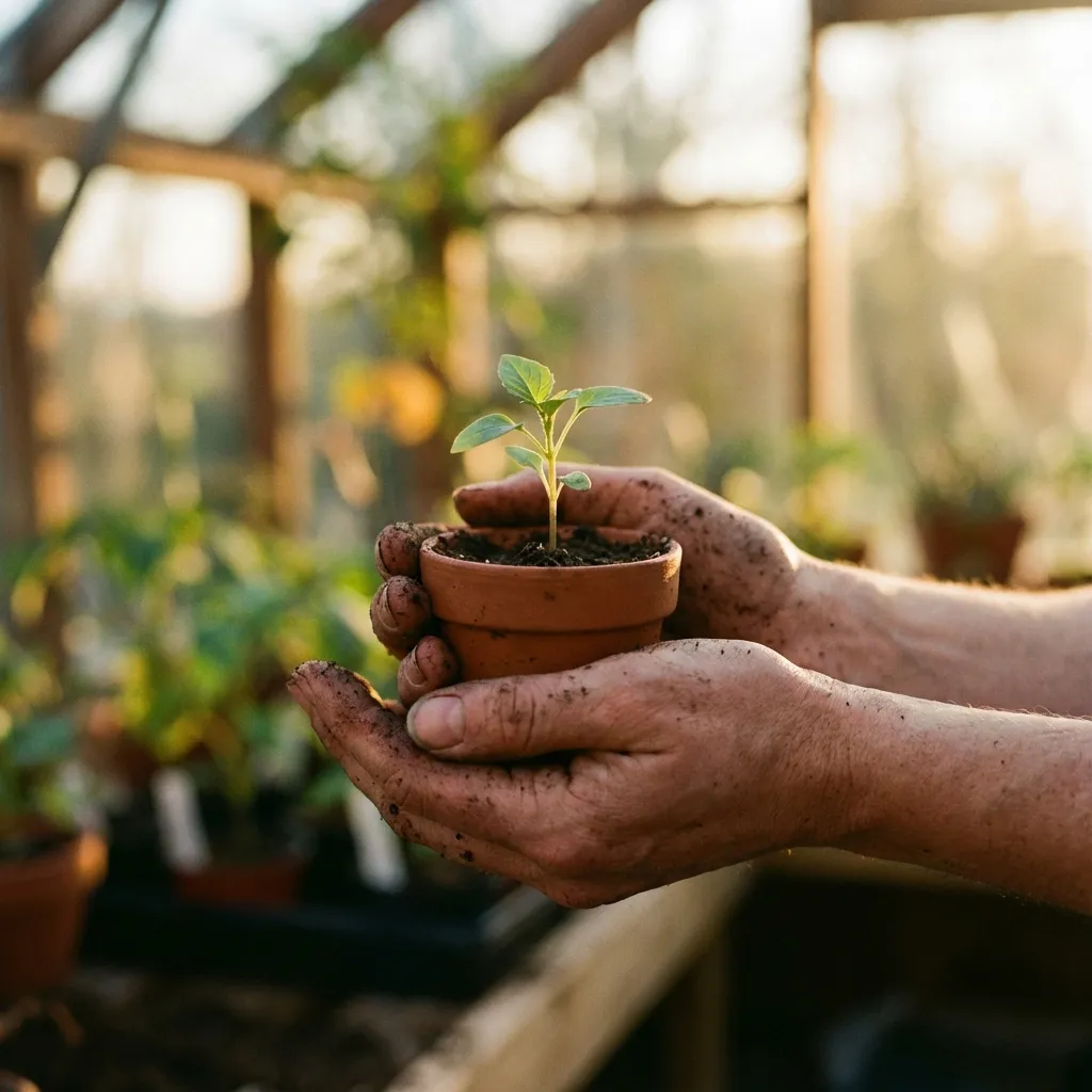 ידיים מטפלות בצמח
